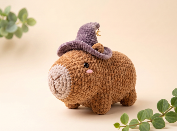 Witchy Capybara Crochet Pattern – Amigurumi Plush