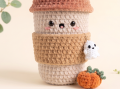 Crochet Pattern — Pumpkin Spice Latte with Ghost Face